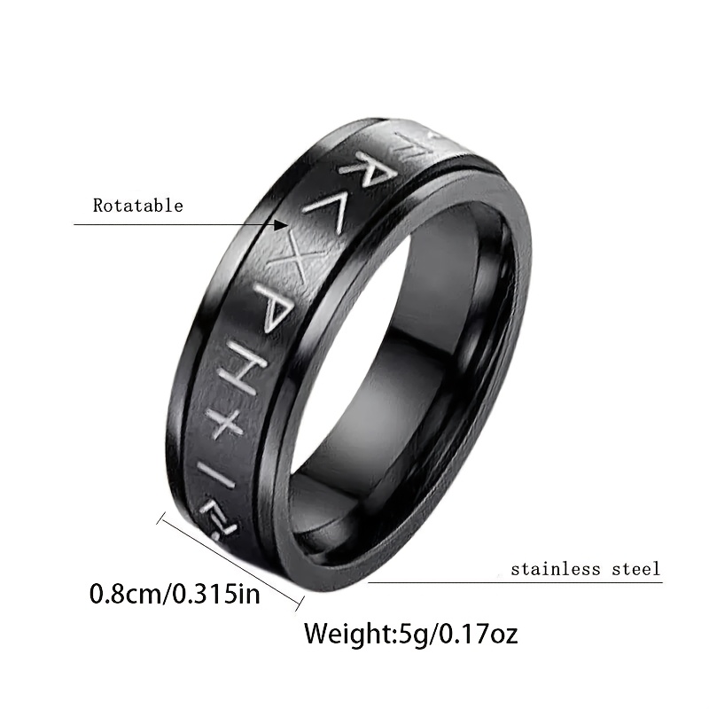 Men's Viking Rune Symbol Stainless Steel Rotatable Ring